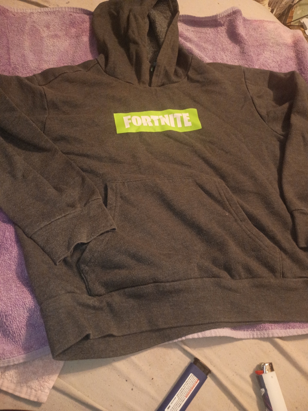 Fortnite Gray Hoodie with Lime LOGO